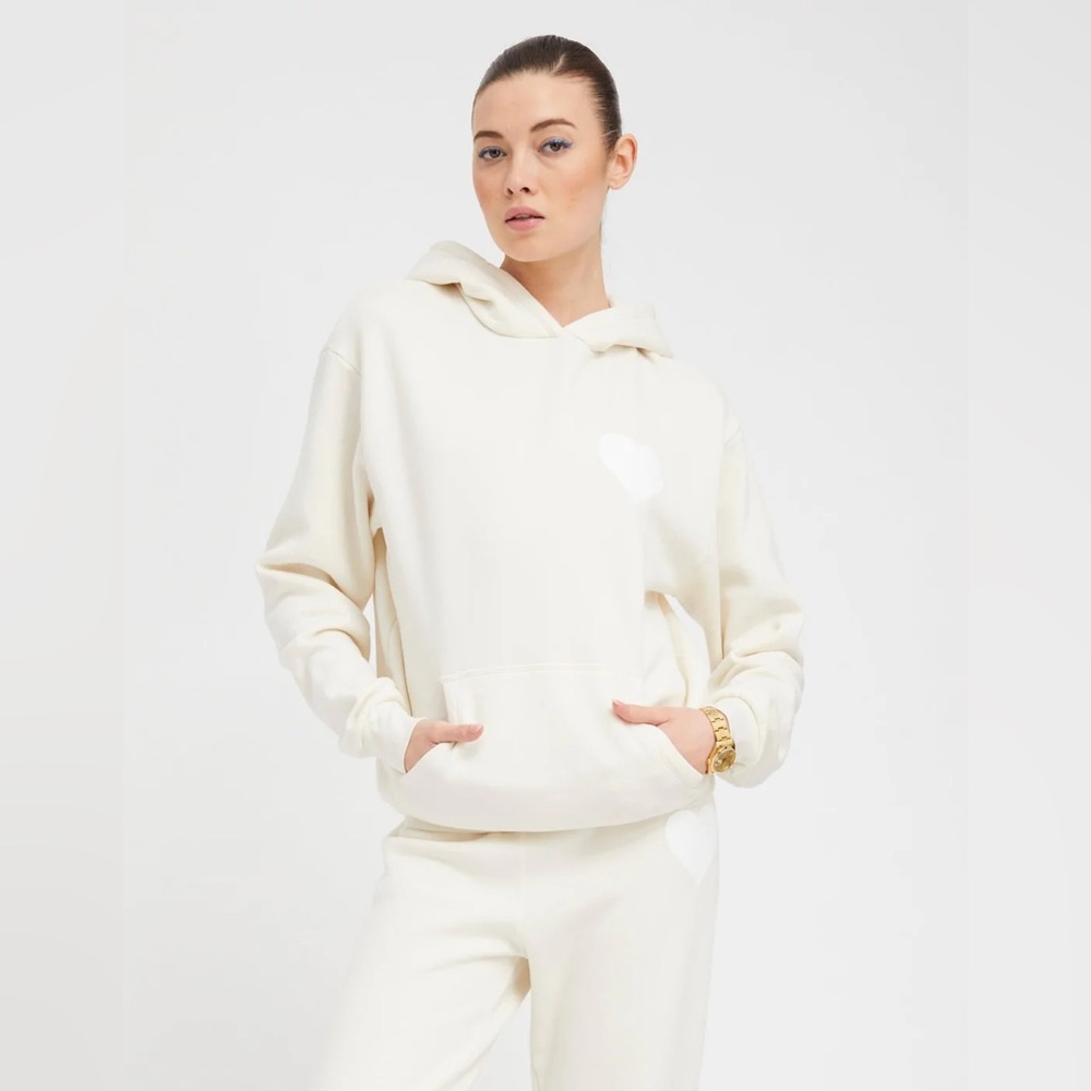 SPRWMN S off white/creme heart hoodie
